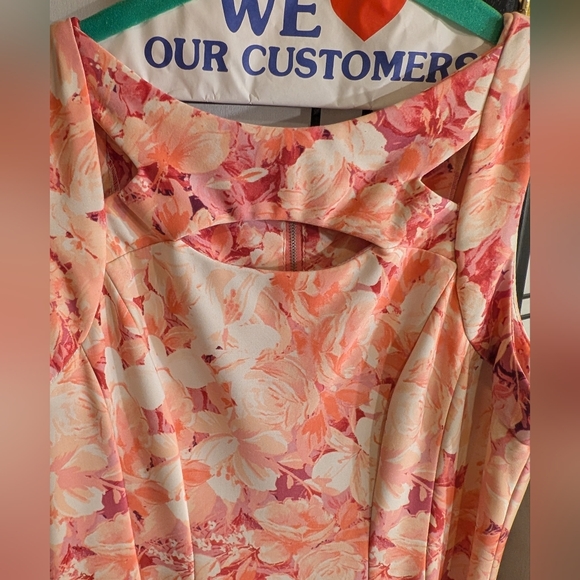 Danny & Nicole Pink and Orange Floral Print Dress - Picture 3 of 5